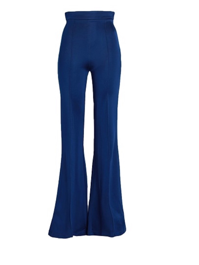 Elisabetta Franchi High Waist Blue Flare Pants Sz 4 Us/ 40 It